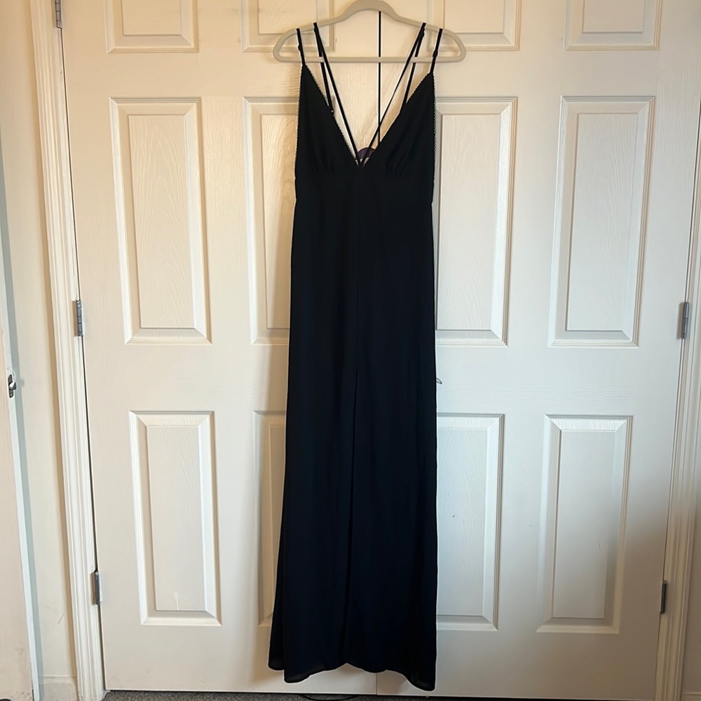 Windsor Black High Slit Maxi Dress | Size L | NWT